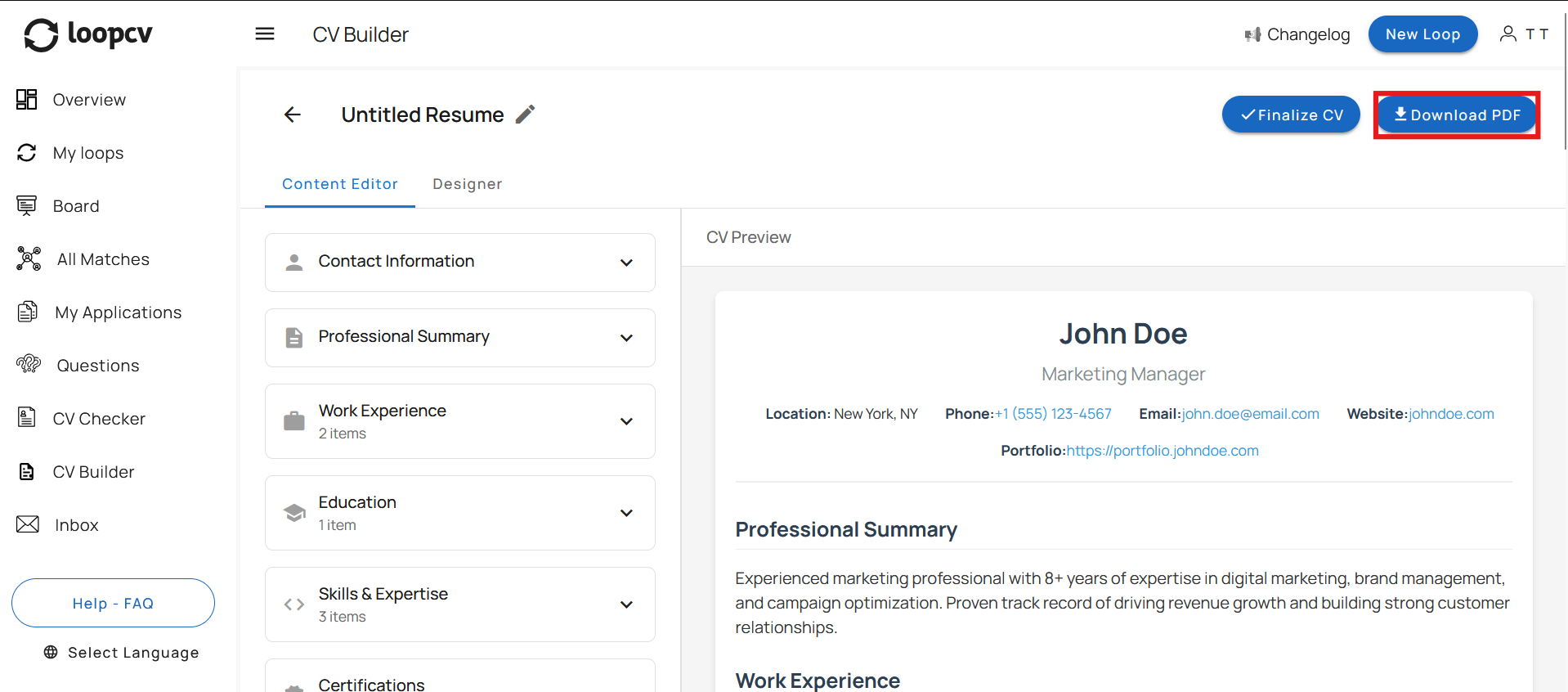 download your resume